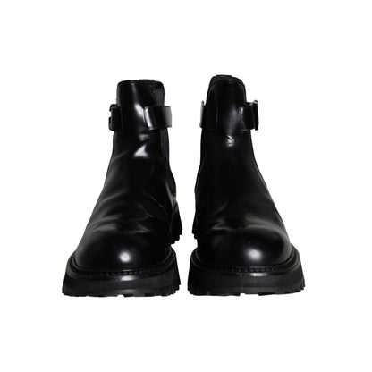 Dolce & Gabbana Black Belted DG Logo Men Chelsea Boots Shoes