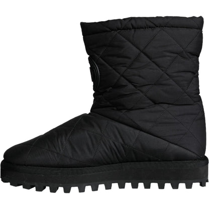 Dolce & Gabbana Black Nylon Padded Mid Calf Men Boots Shoes