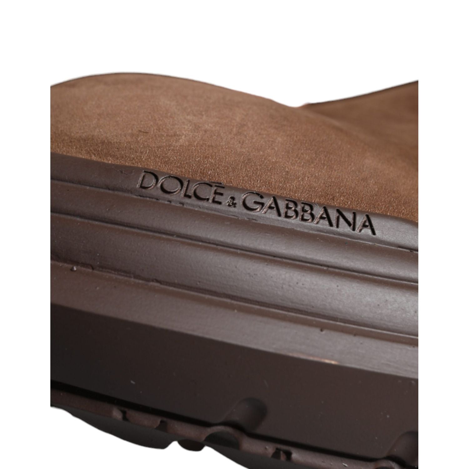 حذاء عسكري رجالي من دولتشي آند غابانا مصنوع من الجلد المدبوغ باللون البني