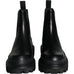 Dolce & Gabbana Black Leather Slip On Stretch Trekking Boots Shoes Dolce & Gabbana Black