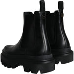 Dolce & Gabbana Black Leather Slip On Stretch Trekking Boots Shoes Dolce & Gabbana Black