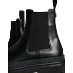 Dolce & Gabbana Black Leather Slip On Stretch Trekking Boots Shoes Dolce & Gabbana Black