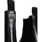 Dolce & Gabbana Black Leather Slip On Stretch Trekking Boots Shoes Dolce & Gabbana Black
