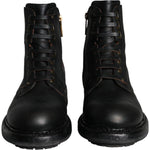 Dolce & Gabbana Black Lace Up Mid Calf Boots Men Shoes MV5870-40