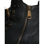 Dolce & Gabbana Black Lace Up Mid Calf Boots Men Shoes MV5870-40
