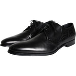 Dolce & Gabbana Black Calfskin Leather Derby Men Dress Shoes MV5911-43