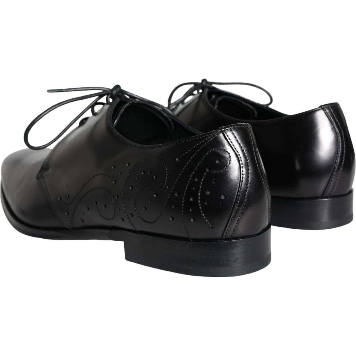 Dolce & Gabbana Black Calfskin Leather Derby Men Dress Shoes MV5911-43