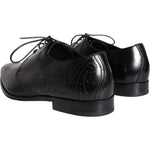Dolce & Gabbana Black Calfskin Leather Derby Men Dress Shoes MV5911-43
