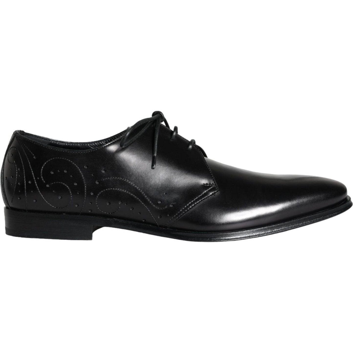 Dolce & Gabbana Black Calfskin Leather Derby Men Dress Shoes MV5911-43