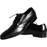 Dolce & Gabbana Black Calfskin Leather Derby Men Dress Shoes MV5911-43