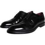 Dolce & Gabbana Black Calfskin Leather Derby Men Dress Shoes MV5913-43