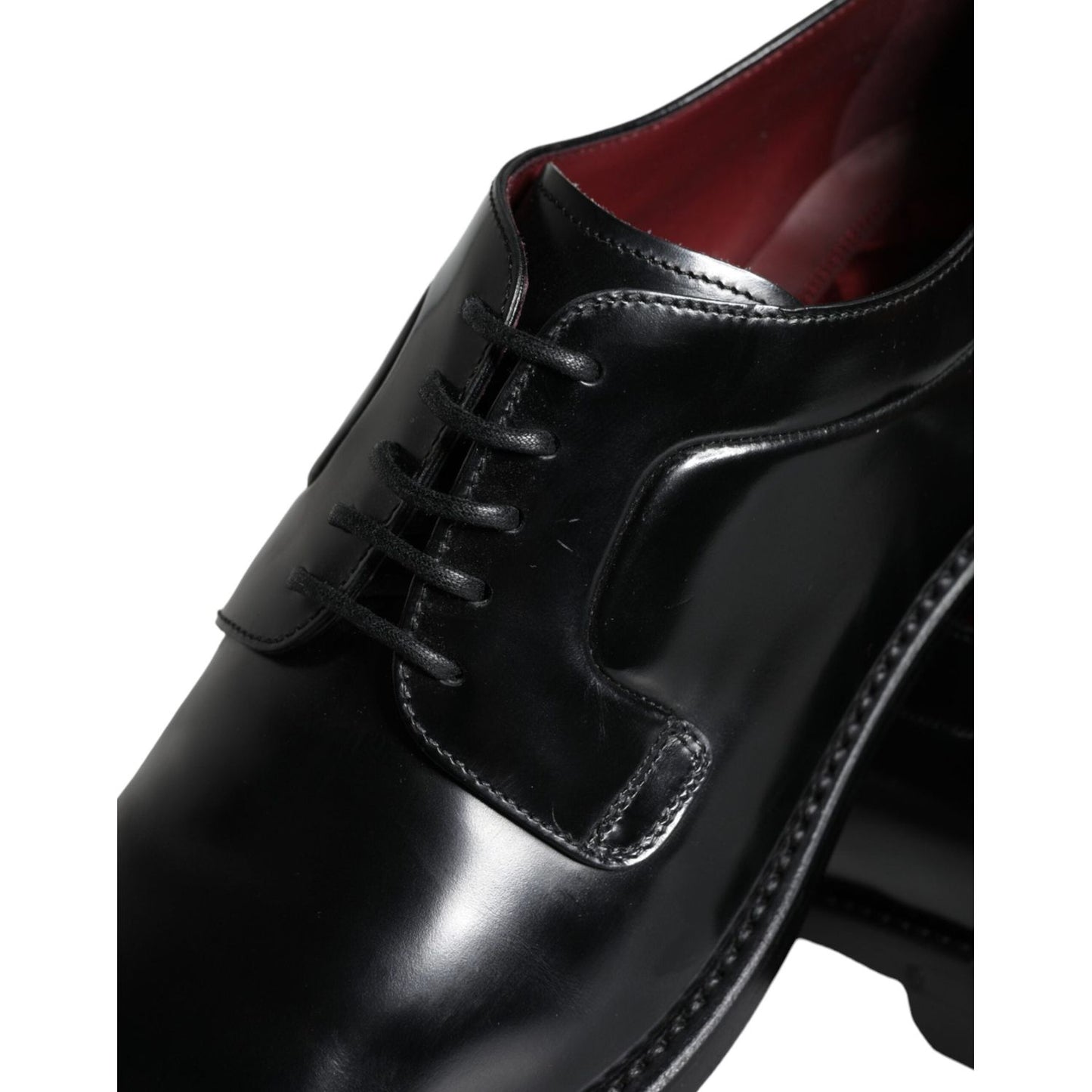 Dolce & Gabbana Black Calfskin Leather Derby Men Dress Shoes MV5913-43
