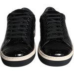Dolce & Gabbana Black Leather Men Low Top Sneakers Shoes MV5920-39
