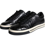 Dolce & Gabbana Black Leather Men Low Top Sneakers Shoes MV5920-39