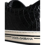 Dolce & Gabbana Black Leather Men Low Top Sneakers Shoes MV5920-39