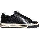 Dolce & Gabbana Black Leather Men Low Top Sneakers Shoes MV5920-39
