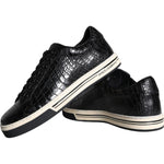 Dolce & Gabbana Black Leather Men Low Top Sneakers Shoes MV5920-39