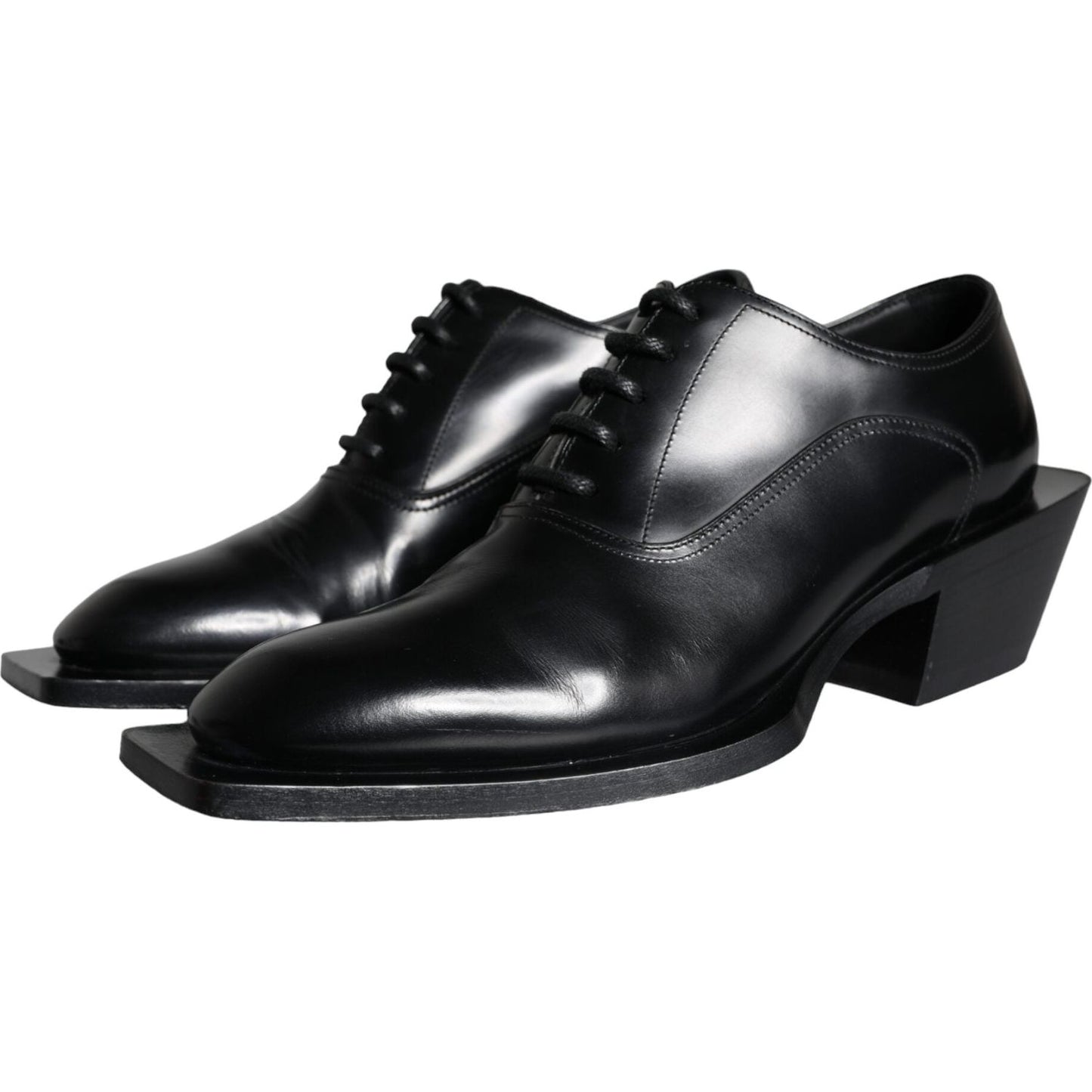 Dolce & Gabbana Black Calfskin Leather Derby Dress Men Shoes MV5925-44