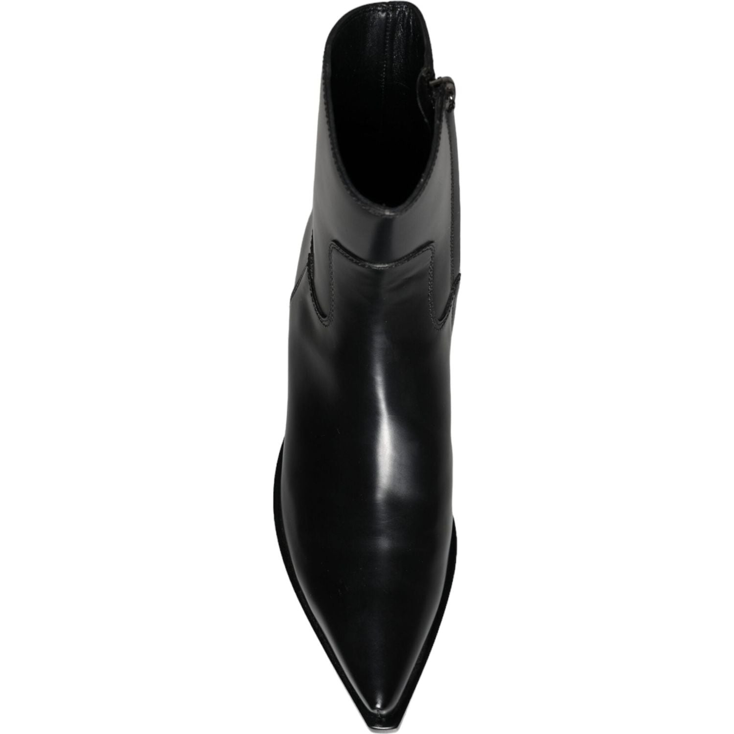 حذاء بوت قصير من الجلد الأسود من دولتشي آند غابانا