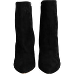 Dolce & Gabbana Black Suede Leather Mid Calf Boots Shoes