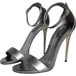 Dolce & Gabbana Silver KEIRA Heels Ankle Strap Sandals Shoes LA11339-40
