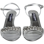 Dolce & Gabbana Silver Crystal AnkleStrap Keira Sandals Shoes LA11353-40