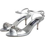 Dolce & Gabbana Silver Crystal AnkleStrap Keira Sandals Shoes LA11353-40
