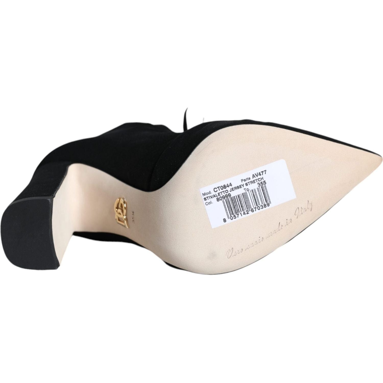 حذاء قصير من قماش الجيرسيه المطاطي الأسود من دولتشي آند غابانا