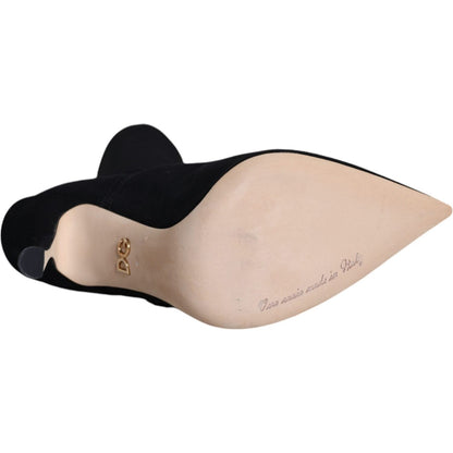 Dolce & Gabbana Black Stiletto Heels Mid Calf Boots Shoes