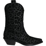 Dolce & Gabbana Black Gray Leopard Cowboy Boots Shoes LA11525#1-38.5