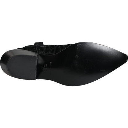 Dolce & Gabbana Black Gray Leopard Cowboy Boots Shoes