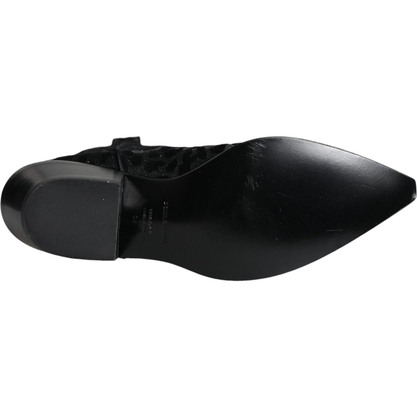 Dolce & Gabbana Black Gray Leopard Cowboy Boots Shoes LA11525#1-38.5