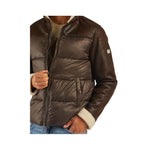 Yes Zee Brown Nylon Men's Quilted Jacket YE-13685-S