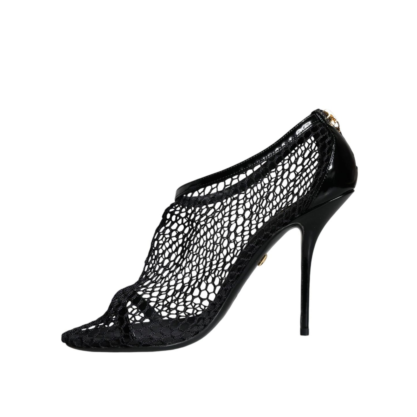 Dolce & Gabbana Black Mesh Leather Heels Keira Sandals Shoes