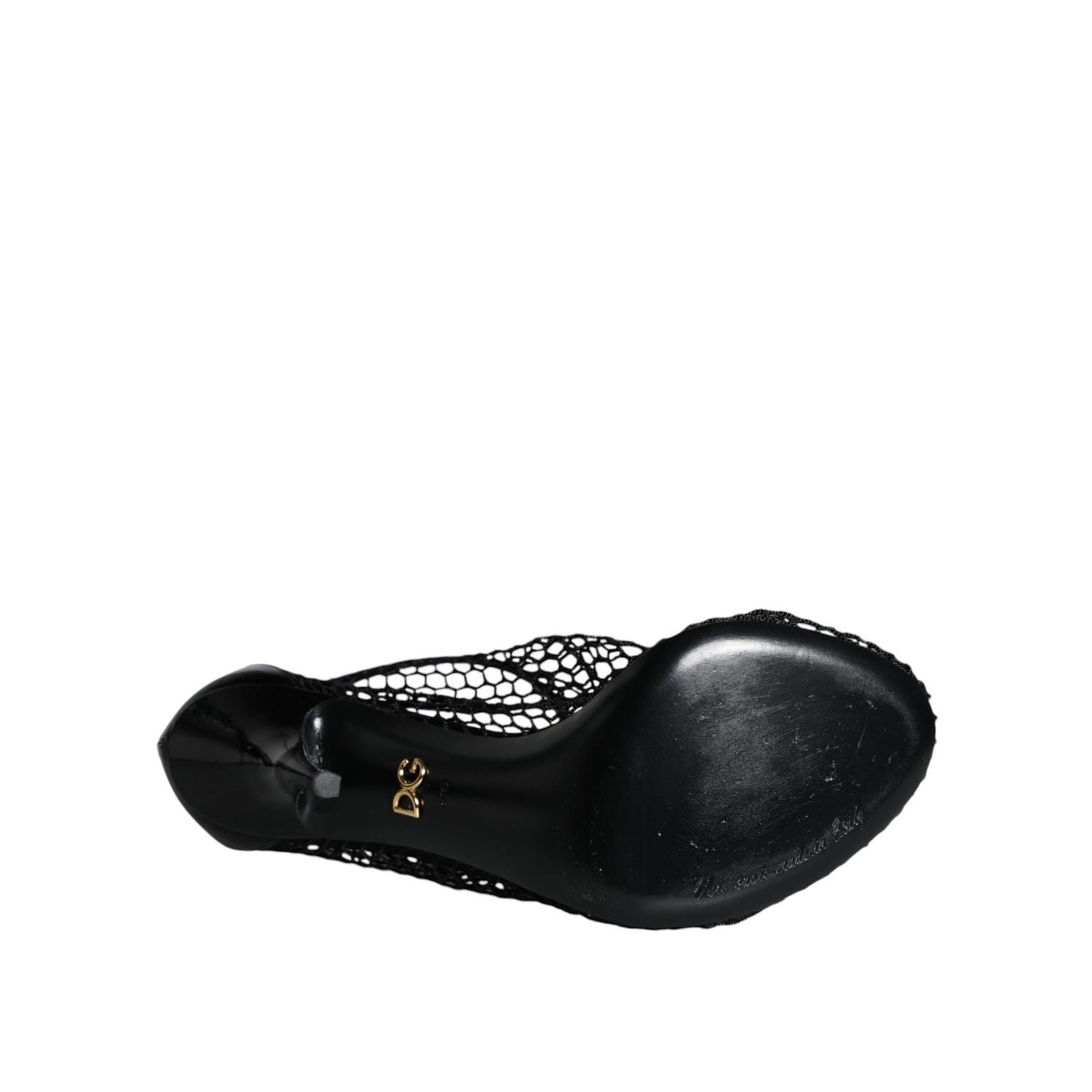 Dolce & Gabbana Black Mesh Leather Heels Keira Sandals Shoes