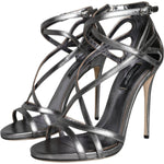 Dolce & Gabbana Silver Keira Leather Heels Sandals Shoes LA11512-40