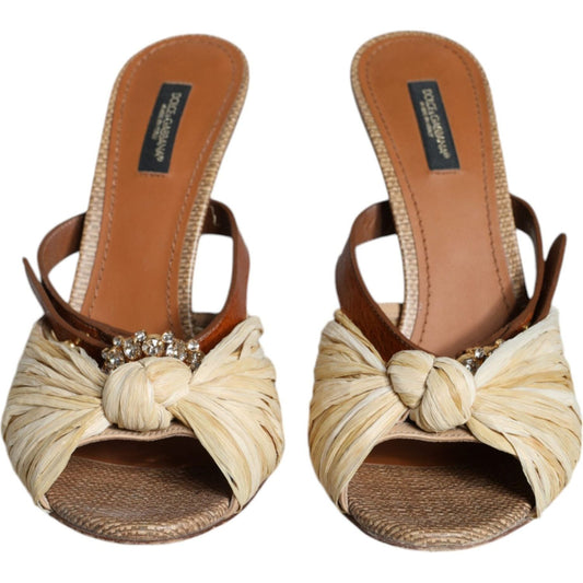 Dolce & Gabbana Multicolor Crystal Slides Heel Sandals Shoes Dolce & Gabbana Sienna