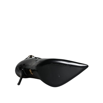 Dolce & Gabbana Black Mesh Patent Leather Heels Pumps Shoes