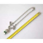 Dolce & Gabbana Silver Brass Clear Crystal Roses Pendants Necklace