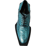 Dolce & Gabbana Blue Leather Derby Block Heels Dress Shoes MV5593-43