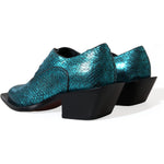 Dolce & Gabbana Blue Leather Derby Block Heels Dress Shoes MV5593-43