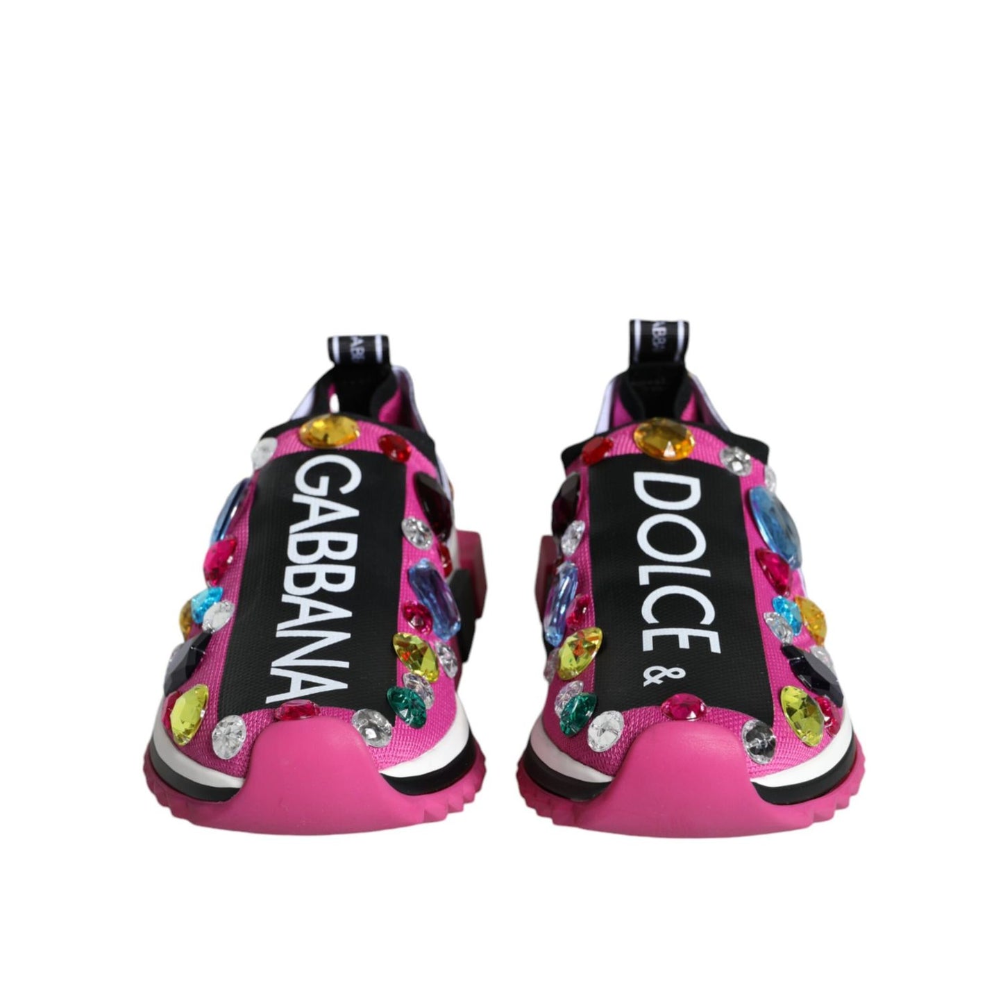 Dolce & Gabbana Pink Sorrento Crystals Low Top Sneakers Shoes