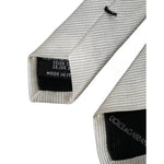 Dolce & Gabbana White Solid 100% Silk Adjustable Tie KRA3356