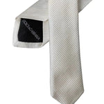 Dolce & Gabbana White Solid 100% Silk Adjustable Tie KRA3356