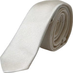 Dolce & Gabbana White Solid 100% Silk Adjustable Tie KRA3356