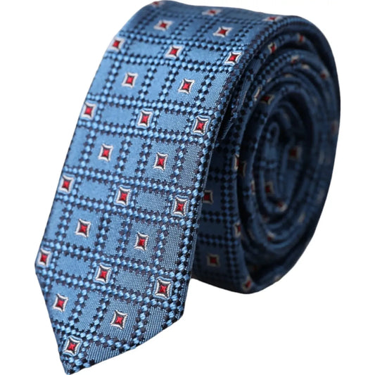 Dolce & Gabbana Blue Patterned 100% Silk Adjustable Men Tie Dolce & Gabbana Dark Slate Gray