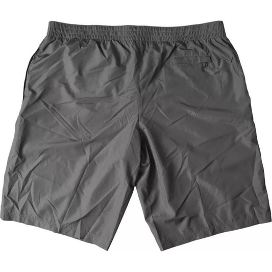 Dolce & Gabbana Dark Gray Polyester Beachwear Shorts Swimwear Men Dolce & Gabbana Dim Gray