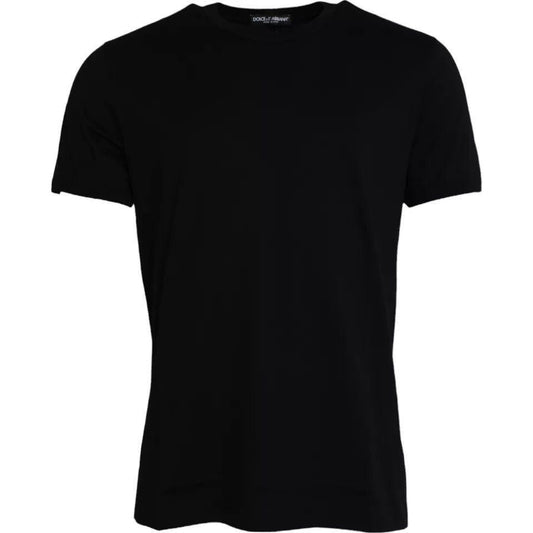 Dolce & Gabbana Black Cotton Round Neck Short Sleeves T-shirt Dolce & Gabbana Black