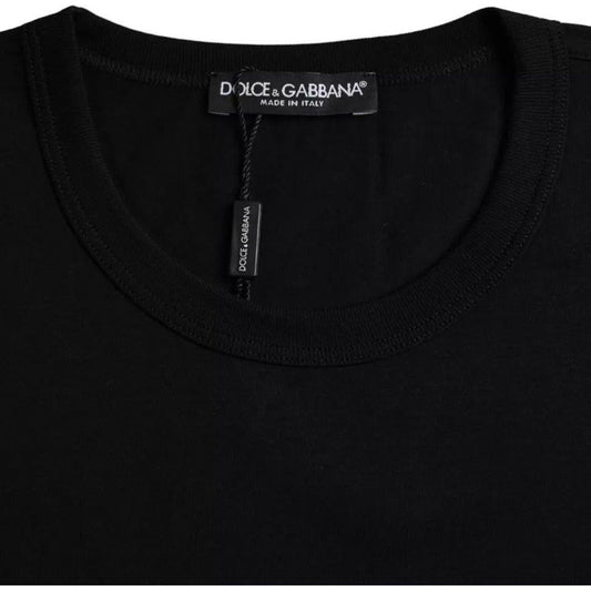Dolce & Gabbana Black Cotton Round Neck Short Sleeves T-shirt Dolce & Gabbana Black