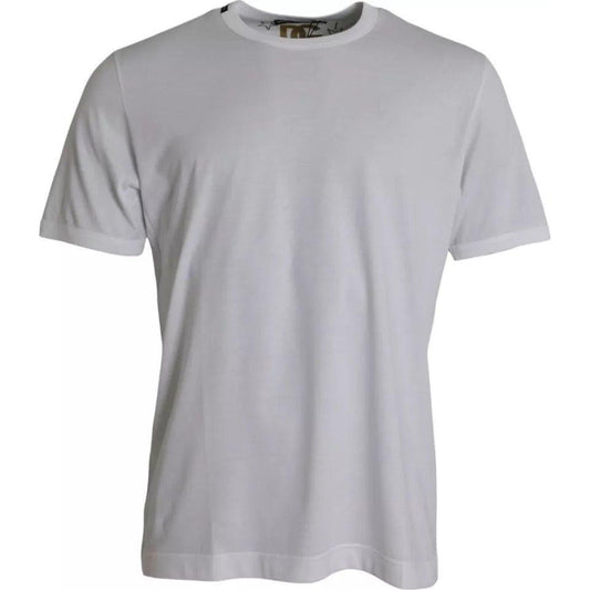 Dolce & Gabbana White Cotton Round Neck Short Sleeves T-shirt Dolce & Gabbana Dark Gray